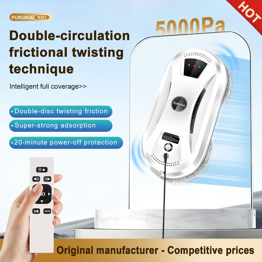 PuRuiKai Smart Window Cleaning Robot With Remote Control And Powerful Suction 0