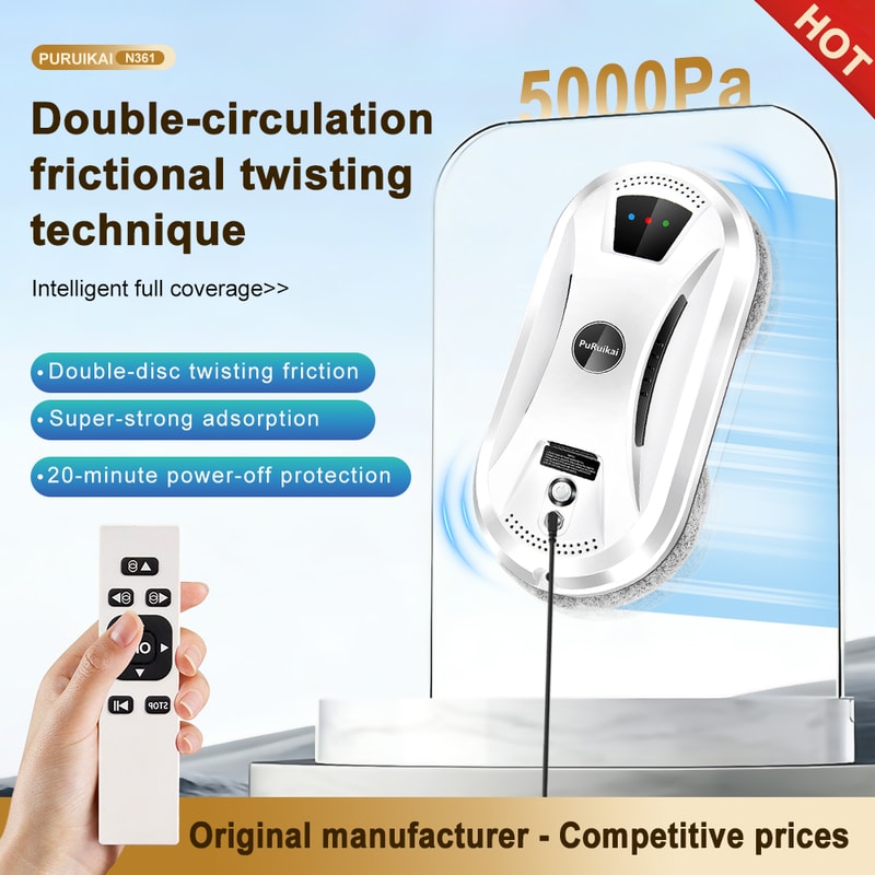 PuRuiKai Smart Window Cleaning Robot With Remote Control And Powerful Suction 0