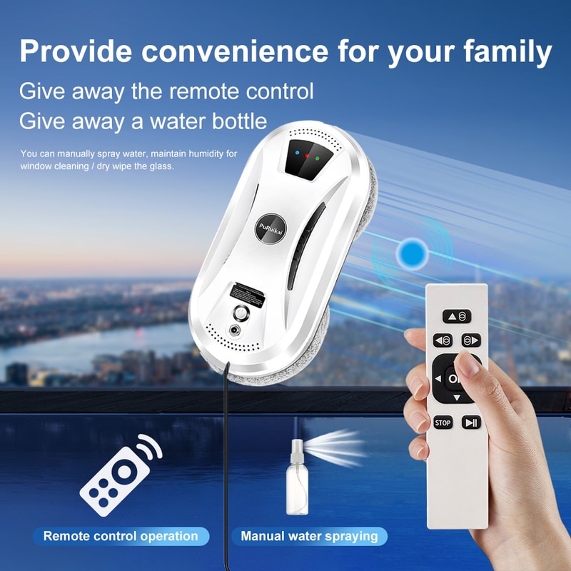 PuRuiKai Smart Window Cleaning Robot With Remote Control And Powerful Suction 3