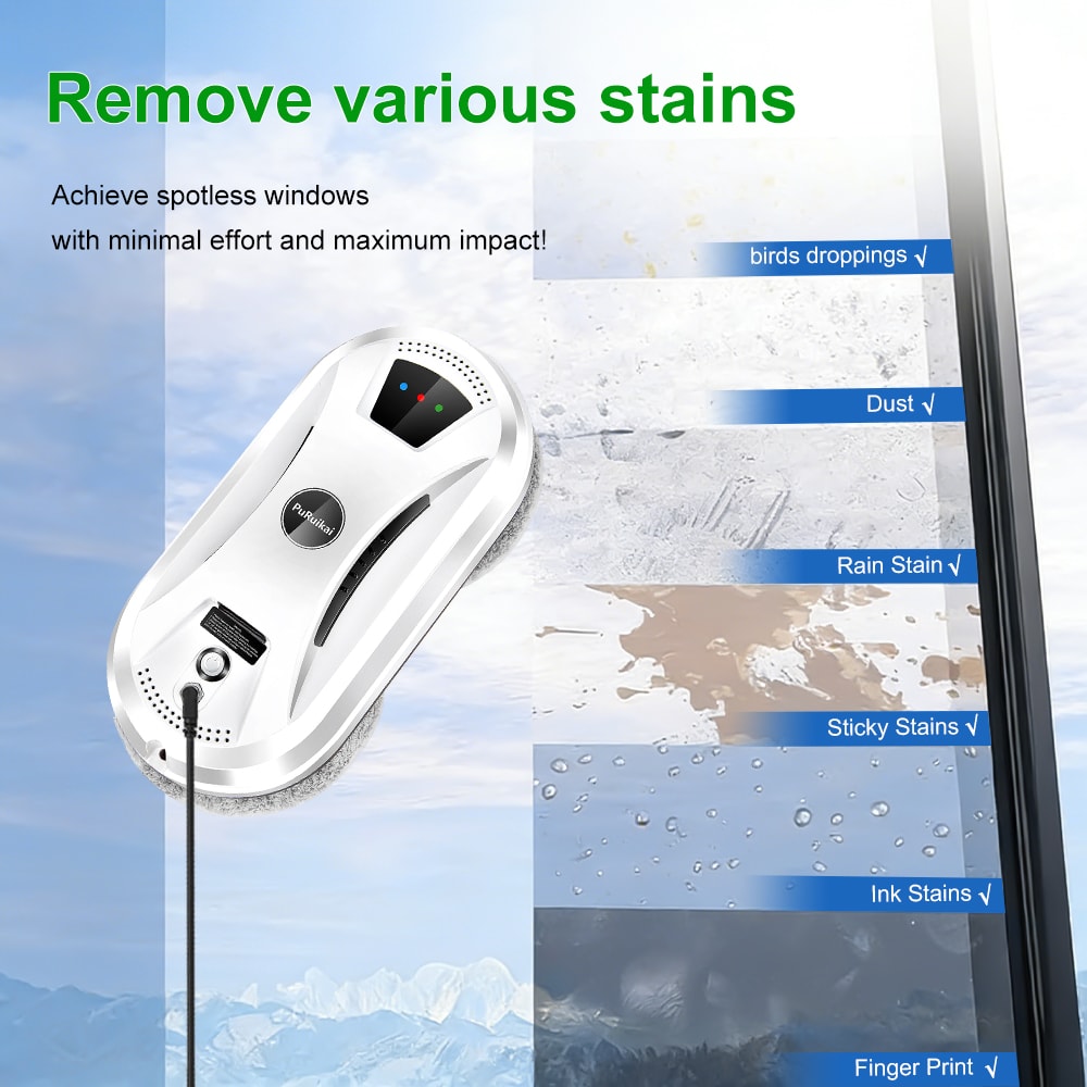 PuRuiKai Smart Window Cleaning Robot With Remote Control And Powerful Suction 4