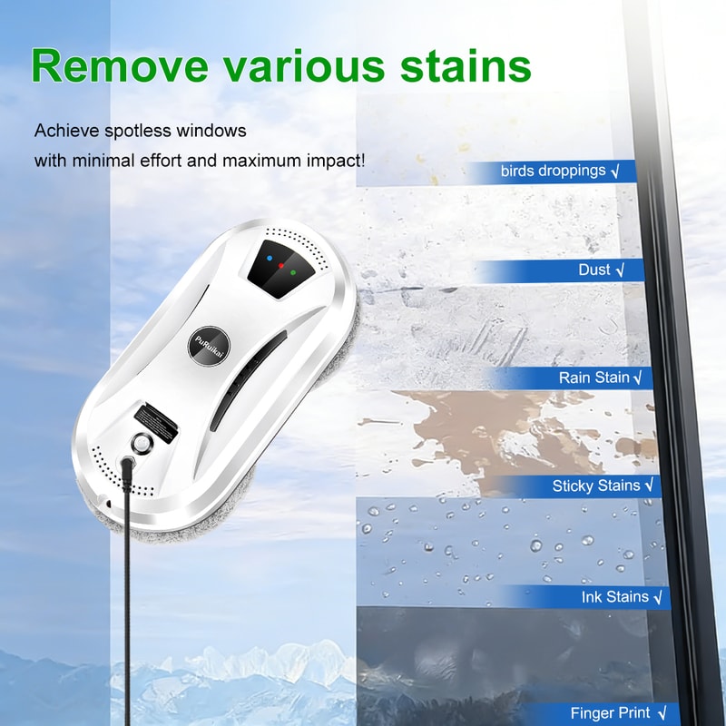 PuRuiKai Smart Window Cleaning Robot With Remote Control And Powerful Suction 4
