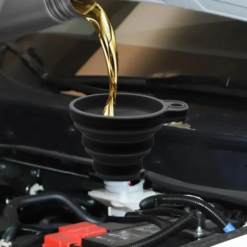 Universal Foldable Silicone Car Funnel For Engine Oil Coolant Washer Fluid Transfer 2