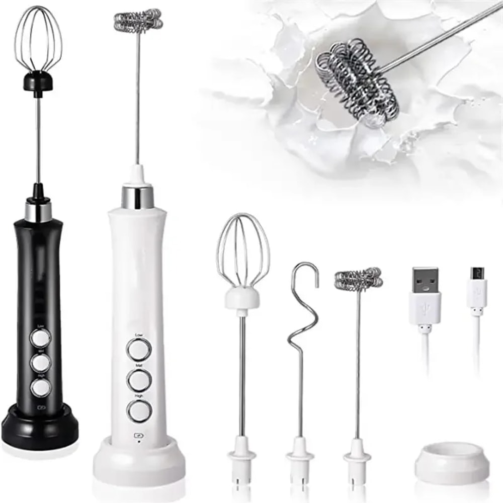 Velora USB Rechargeable Milk Frother Speed Handheld Foam Maker For Latte Cappuccino Matcha 0