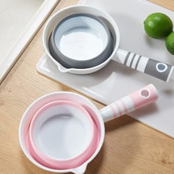 foldable water scoop with long handle durable thick plastic water dipper for kitchen & bathroom