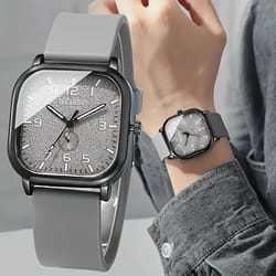 lunaflex square quartz watch with silicone strap for women & students