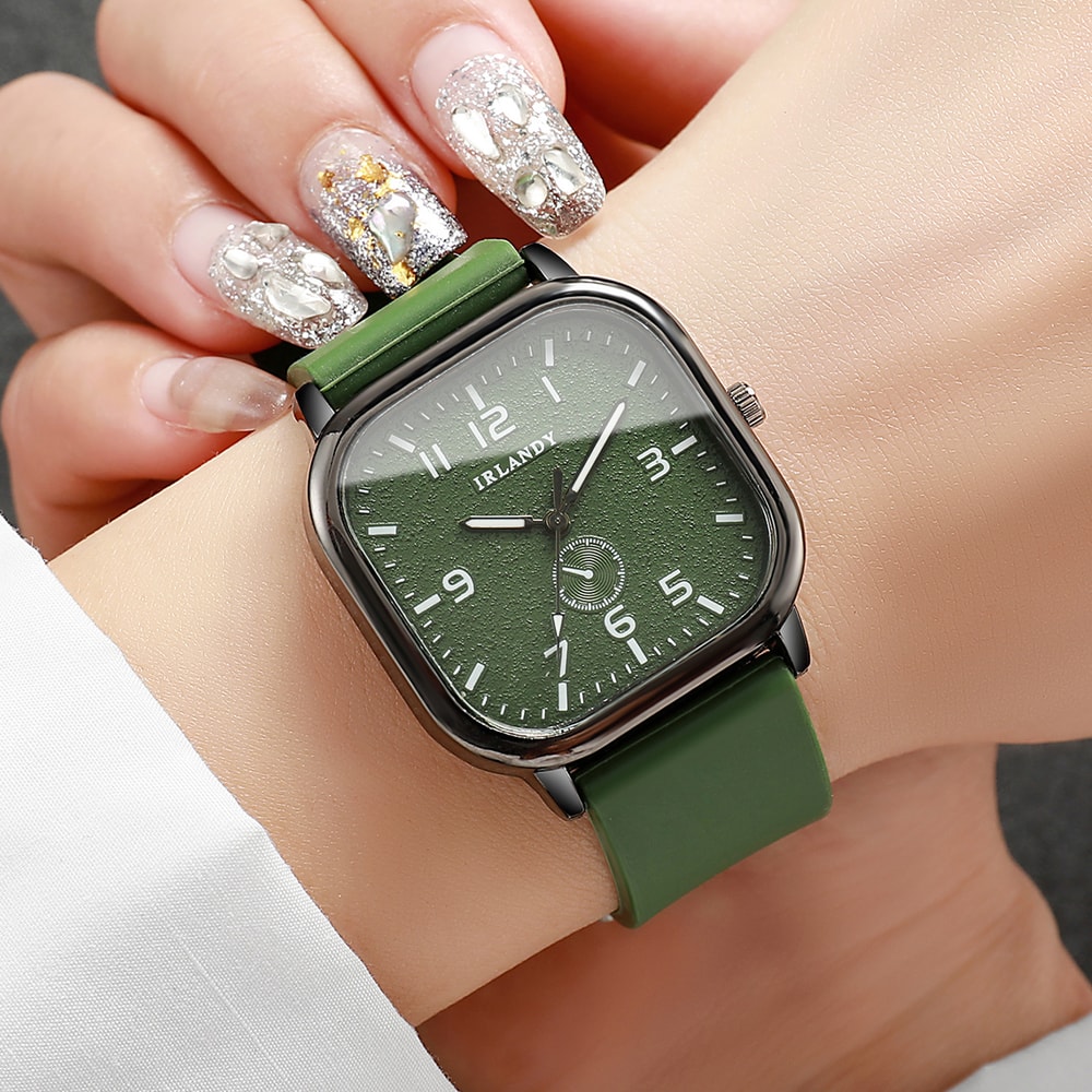 LunaFlex Square Quartz Watch With Silicone Strap For Women Students 3