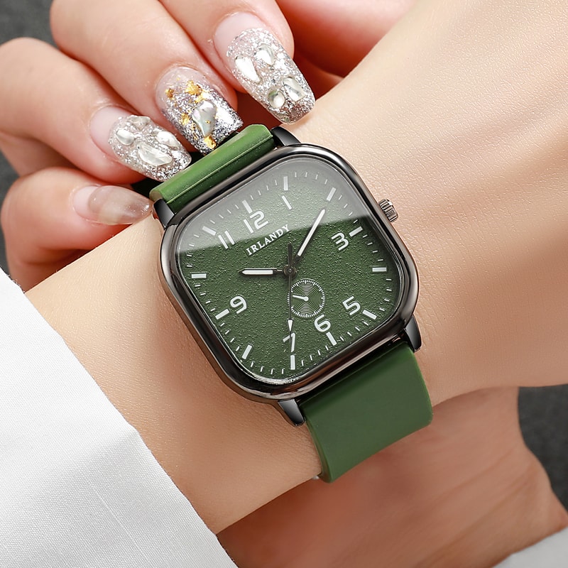LunaFlex Square Quartz Watch With Silicone Strap For Women Students 3