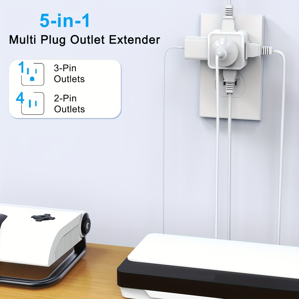 Way Outlet Extender Plug For Travel Dorm Home Space Saving Power Splitter 2