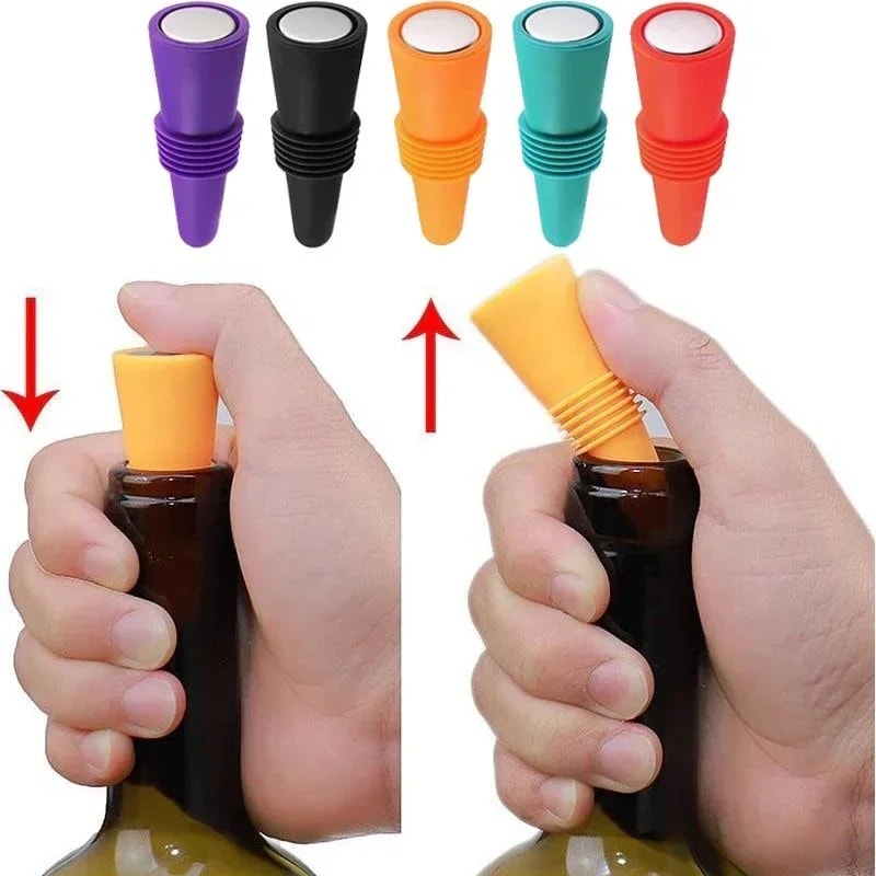 FreshSeal Silicone Wine Bottle Stopper Leak Proof Champagne & Beverage Saver Cap