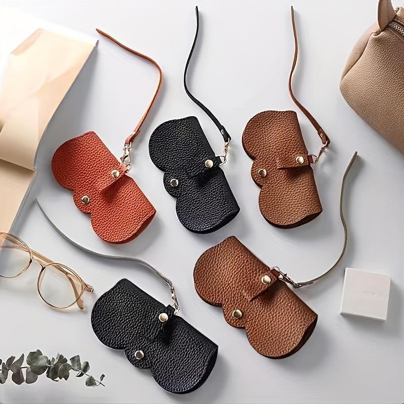 Litchi PU Leather Glasses Case Hanging Sunglasses Holder Travel Eyewear Pouch
