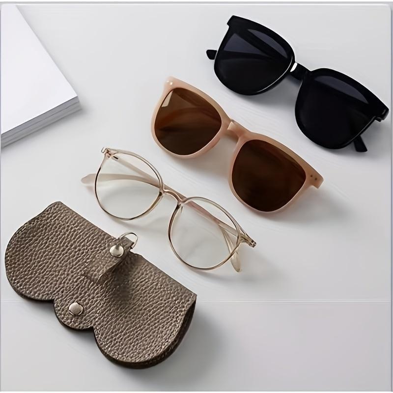 Litchi PU Leather Glasses Case Hanging Sunglasses Holder Travel Eyewear Pouch