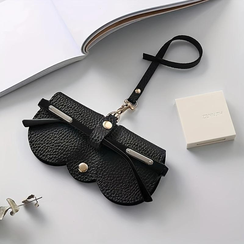 Litchi PU Leather Glasses Case Hanging Sunglasses Holder Travel Eyewear Pouch