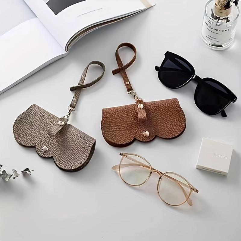 Litchi PU Leather Glasses Case Hanging Sunglasses Holder Travel Eyewear Pouch