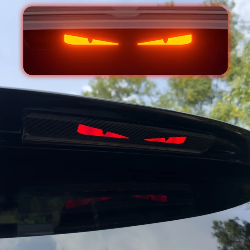 Devil Eyes Tail Light Sticker for Cars Monster Brake Light Decal with Carbon Fiber Night Projection