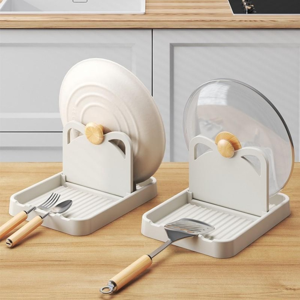 Foldable Pot Lid Holder & Spoon Rest Kitchen Organizer for Clean Countertops