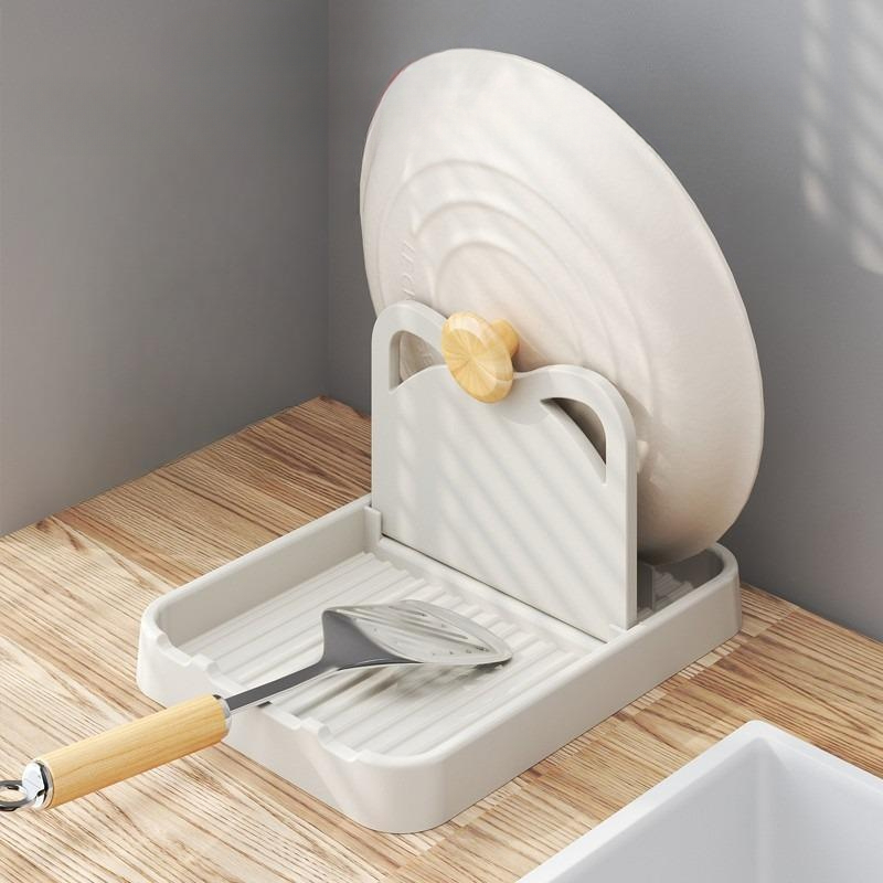 Foldable Pot Lid Holder & Spoon Rest Kitchen Organizer for Clean Countertops