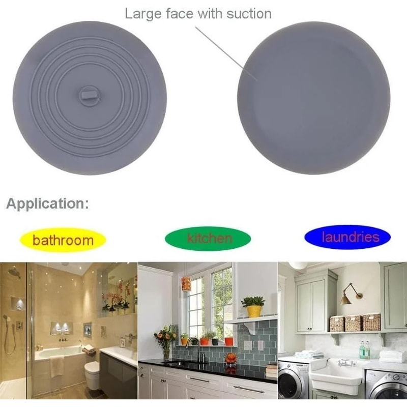 Large Silicone Drain Hair Catcher Leakproof Tub Stopper Cover 2