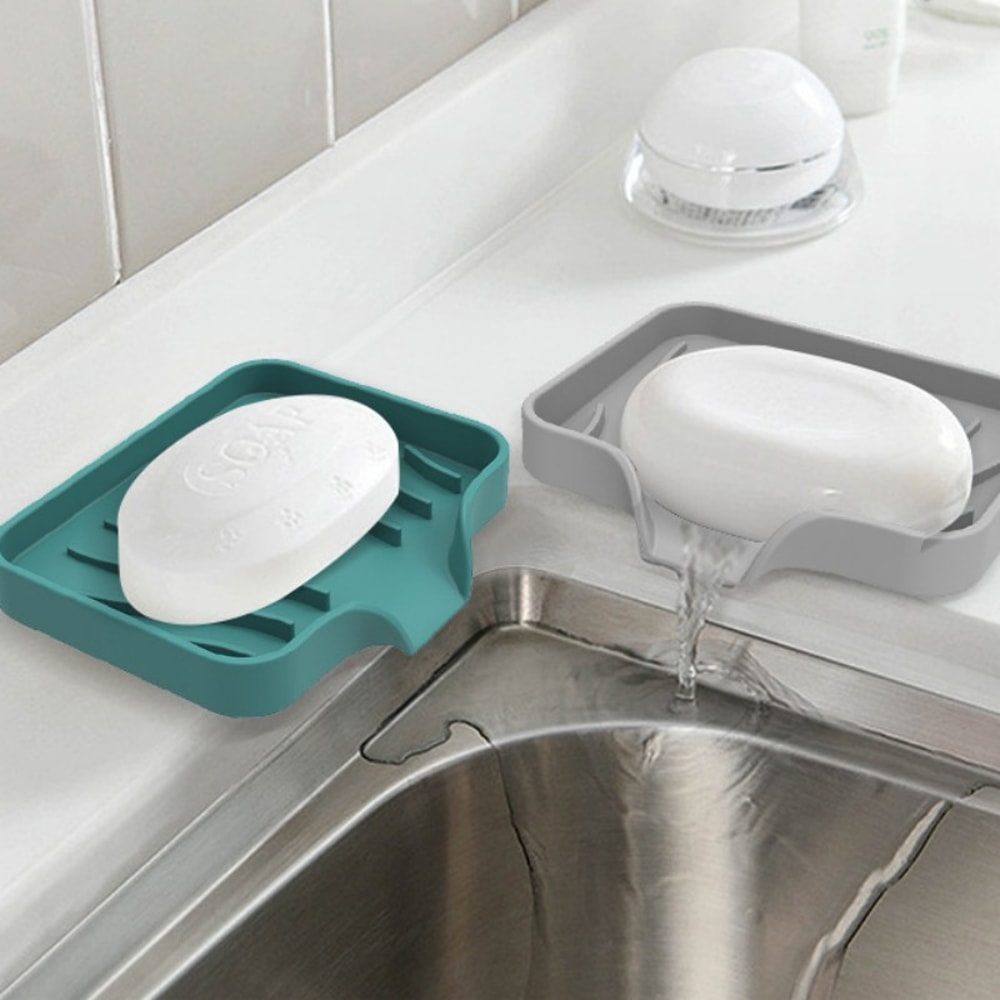 Silicone SelfDraining Soap Holder For Bathroom Wall Counter Use 2