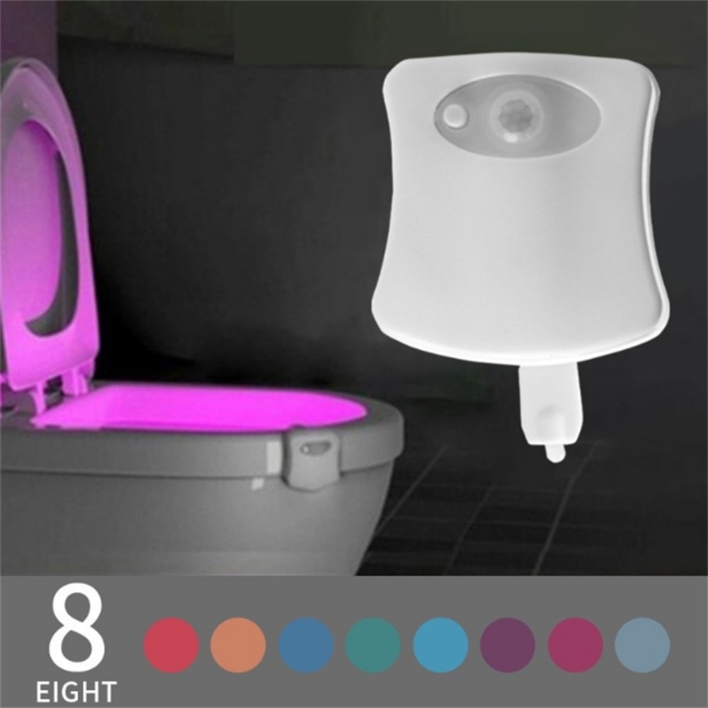 Smart LED Motion Sensor Toilet Night Light With Color Changing Bowl Glow 0