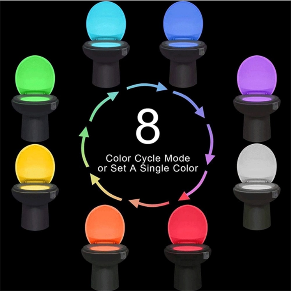 Smart LED Motion Sensor Toilet Night Light With Color Changing Bowl Glow 4
