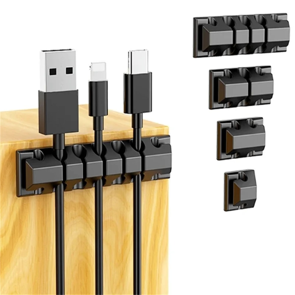 FlexHold Silicone Cable Organizer Clip Multi Slot Desk Cord Management Holder