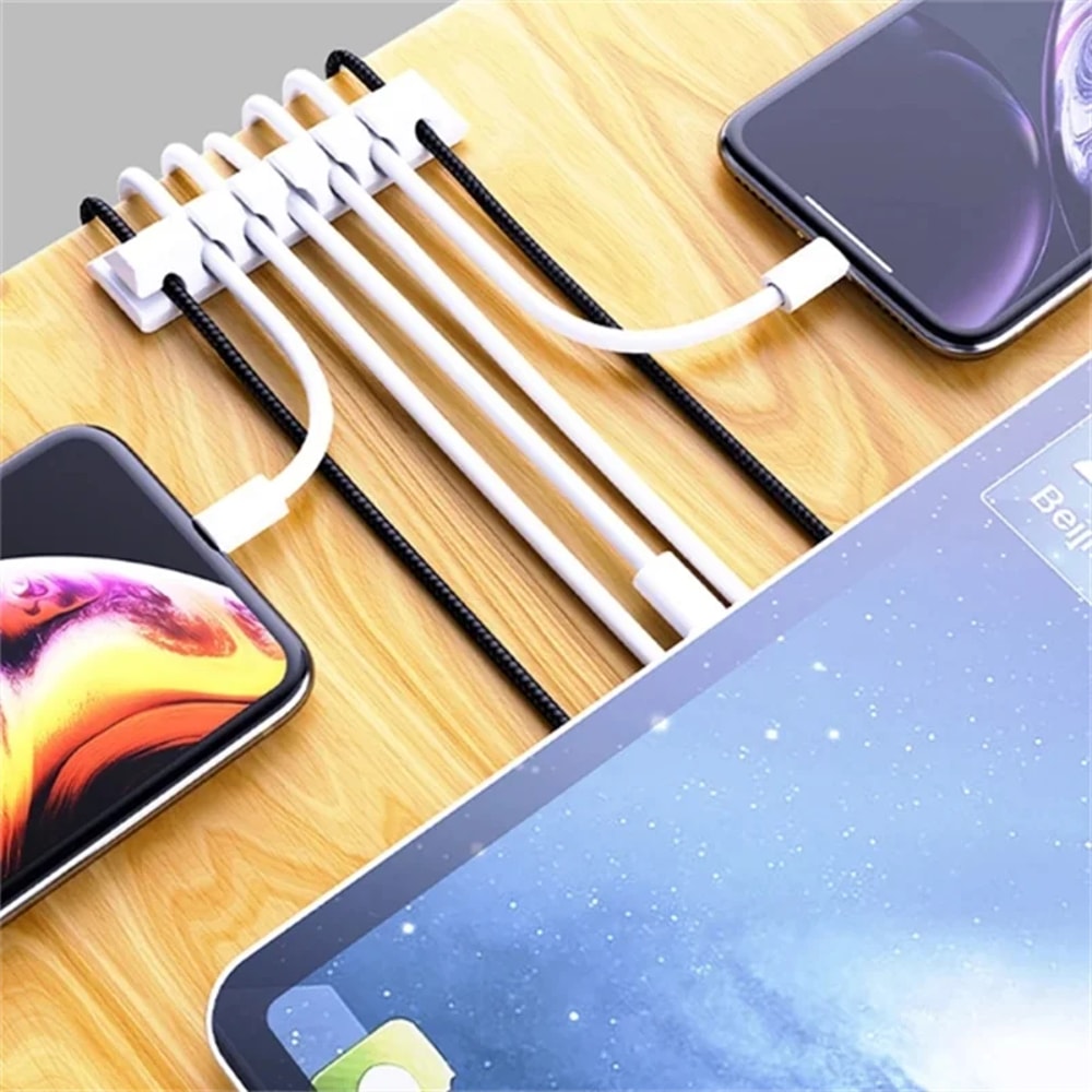 FlexHold Silicone Cable Organizer Clip Multi Slot Desk Cord Management Holder