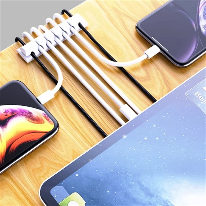 FlexHold Silicone Cable Organizer Clip Multi Slot Desk Cord Management Holder