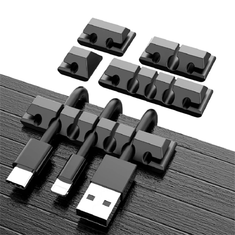 FlexHold Silicone Cable Organizer Clip Multi Slot Desk Cord Management Holder