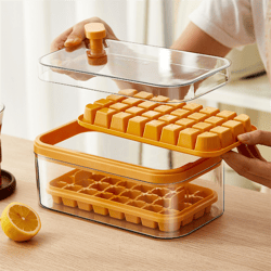 premium double layer ice cube tray mold with easy press & storage