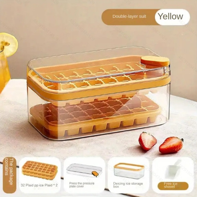 Premium Double Layer Ice Cube Tray Mold With Easy Press Storage 2