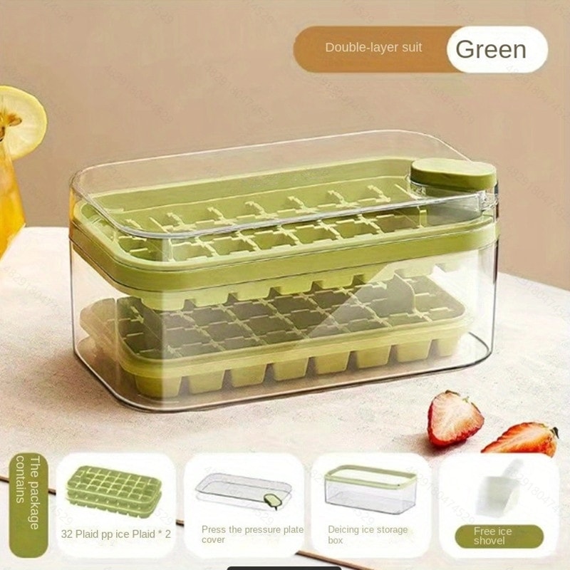 Premium Double Layer Ice Cube Tray Mold With Easy Press Storage 4