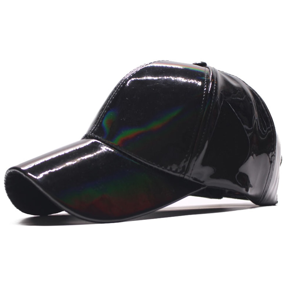 Premium Shiny Patent Leather Cap Unisex Streetwear Duckbill Cap Baseball Hat 7