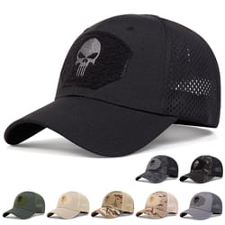 skull tactical mesh trucker cap adjustable tactical baseball cap for hunting, hiking & airsoft