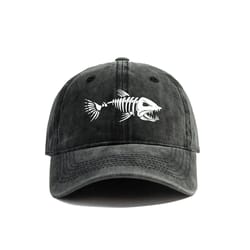 vintage fishbone printed baseball cap unisex adjustable casual hat