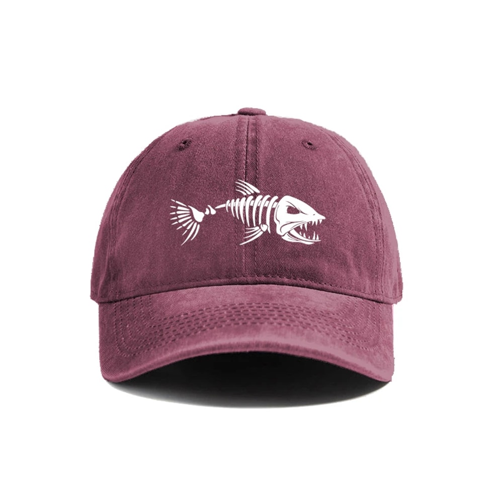 Vintage Fishbone Printed Baseball Cap Unisex Adjustable Casual Hat 3