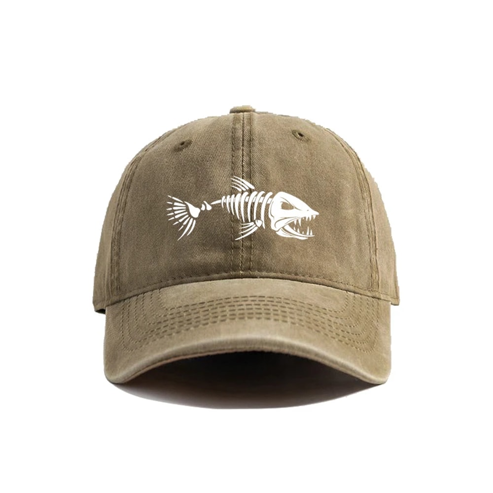 Vintage Fishbone Printed Baseball Cap Unisex Adjustable Casual Hat 4