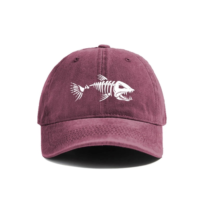 Vintage Fishbone Printed Baseball Cap Unisex Adjustable Casual Hat 5