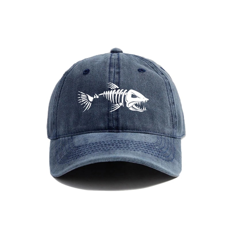 Vintage Fishbone Printed Baseball Cap Unisex Adjustable Casual Hat 7