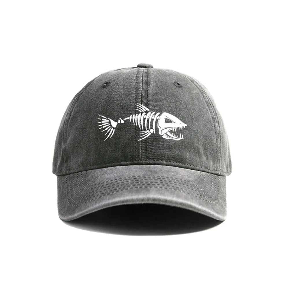 Vintage Fishbone Printed Baseball Cap Unisex Adjustable Casual Hat 9