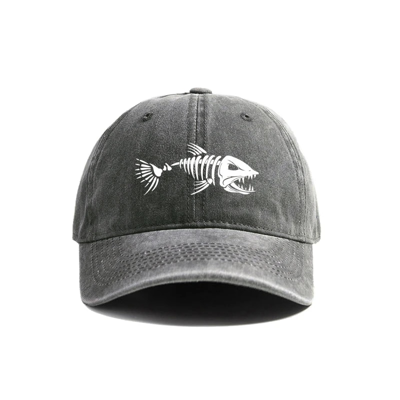 Vintage Fishbone Printed Baseball Cap Unisex Adjustable Casual Hat 9