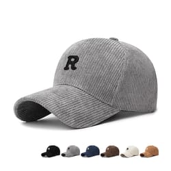 corduroy baseball cap with embroidered r stylish adjustable casual hat
