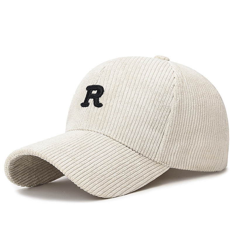 Corduroy Baseball Cap With Embroidered R Stylish Adjustable Casual Hat 2