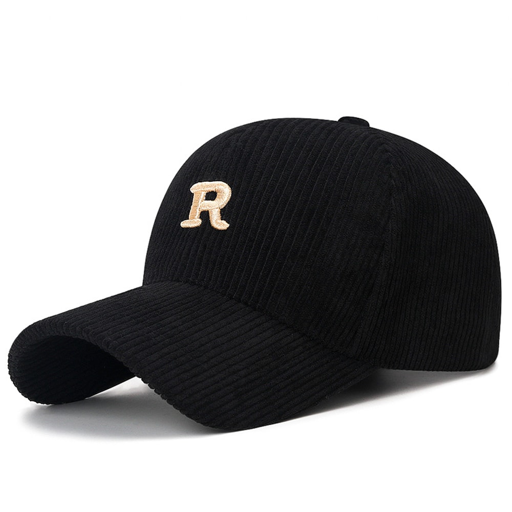 Corduroy Baseball Cap With Embroidered R Stylish Adjustable Casual Hat 5
