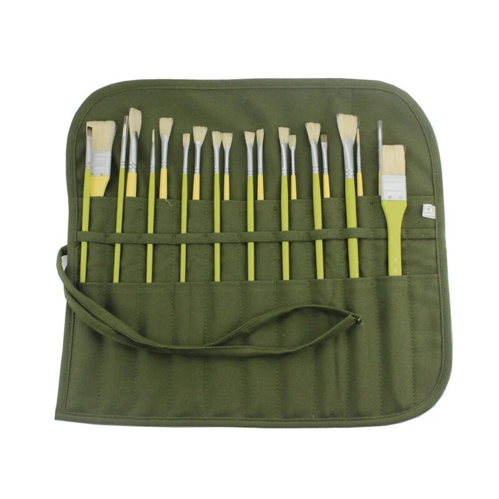 ArtistPro Paint Brush Holder Roll Up Canvas Organizer with Slots for Watercolor, Gouache & Calligraphy Tools