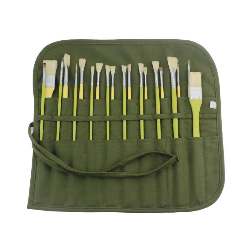 ArtistPro Paint Brush Holder Roll Up Canvas Organizer with Slots for Watercolor, Gouache & Calligraphy Tools