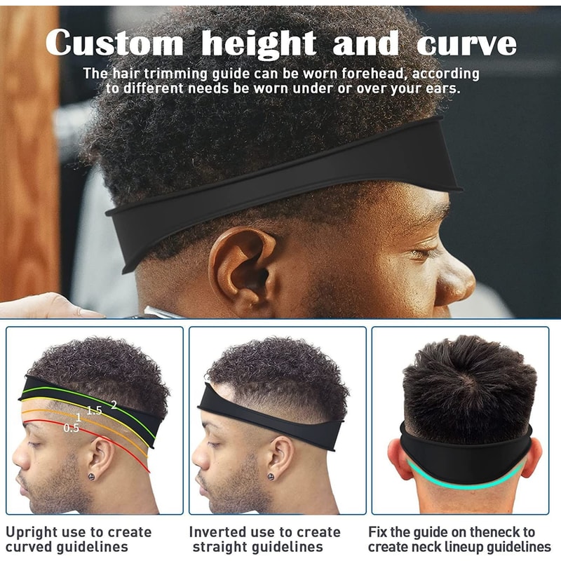 Pro Precision Home Haircut & Styling Guide Silicone Curved Headband Hair Cutting Guide & Neckline Shaving Template