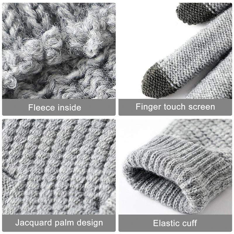 Winter Touch Screen Knit Gloves For Men Women Warm Stretch Driving Cycling Gloves 2