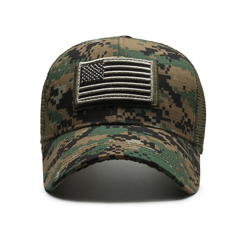 Patriotic American Flag Camo Mesh Baseball Cap Adjustable Outdoor Trucker Hat