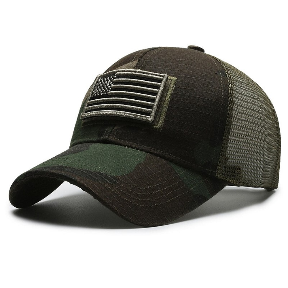 Patriotic American Flag Camo Mesh Baseball Cap Adjustable Outdoor Trucker Hat