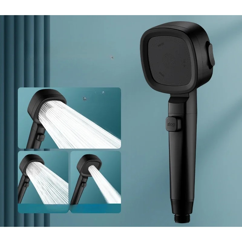 AquaPulse High Pressure Shower Head With Spray Modes Water Saving Stop Button 6